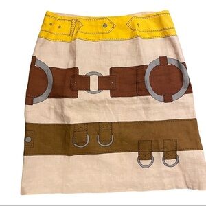 J. McLaughlin Tan and Brown Knee-Length Pencil Skirt - Horse Theme
